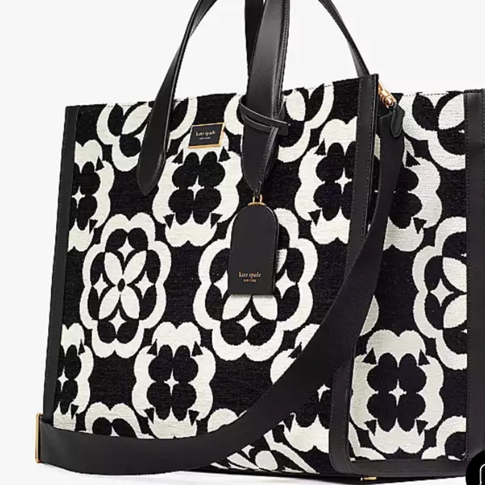 Kate Spade Flower Monogram Manhattan Chenille Large Tote